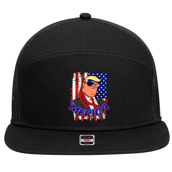 Merica Donald Trump 7 Panel Mesh Trucker Snapback Hat