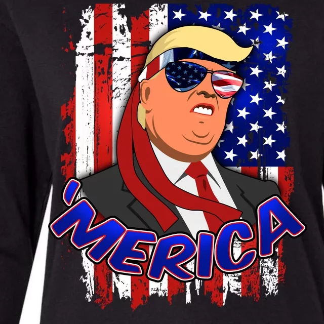 Merica Donald Trump Womens Cotton Relaxed Long Sleeve T-Shirt