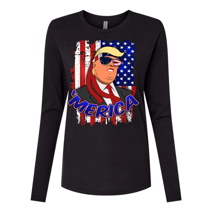 Merica Donald Trump Womens Cotton Relaxed Long Sleeve T-Shirt