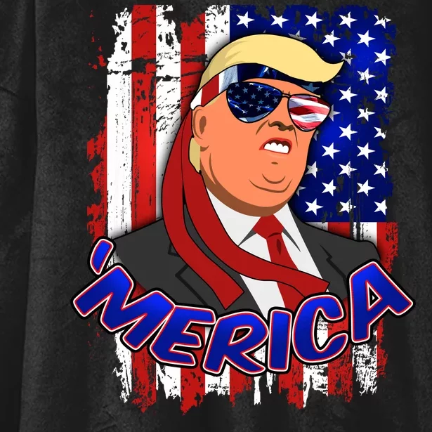 Merica Donald Trump Hooded Wearable Blanket