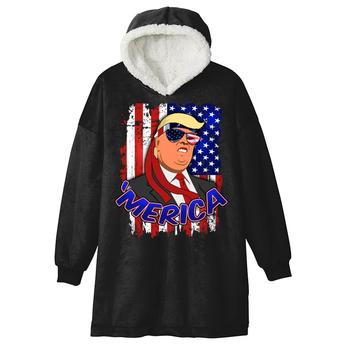 Merica Donald Trump Hooded Wearable Blanket