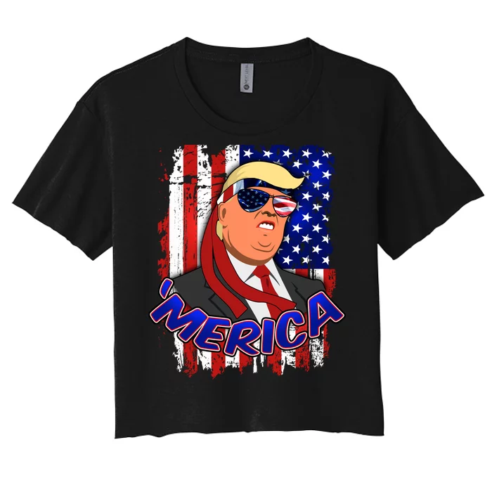 Merica Donald Trump Women's Crop Top Tee