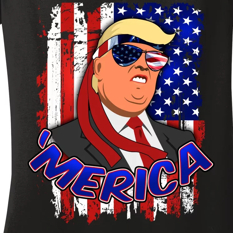 Merica Donald Trump Women's V-Neck T-Shirt