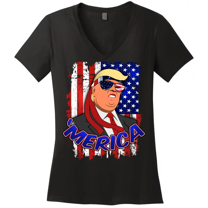 Merica Donald Trump Women's V-Neck T-Shirt