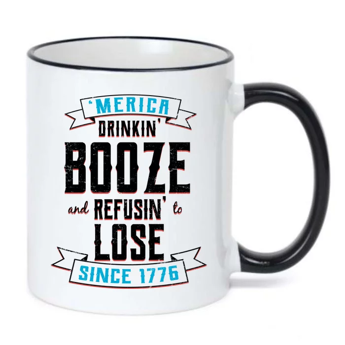 Merica Drinkin' Booze And Refusin' To Lose Black Color Changing Mug