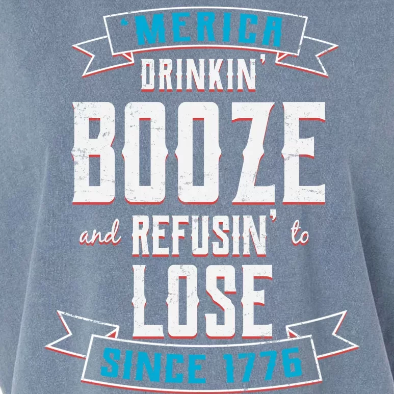 Merica Drinkin' Booze And Refusin' To Lose Garment-Dyed Women's Muscle Tee