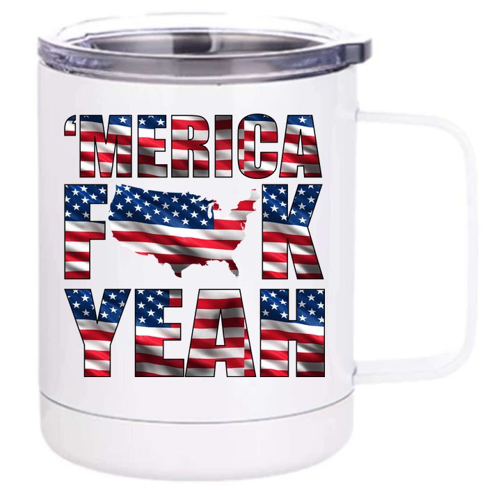 Merica Fck Yeah Front & Back 12oz Stainless Steel Tumbler Cup