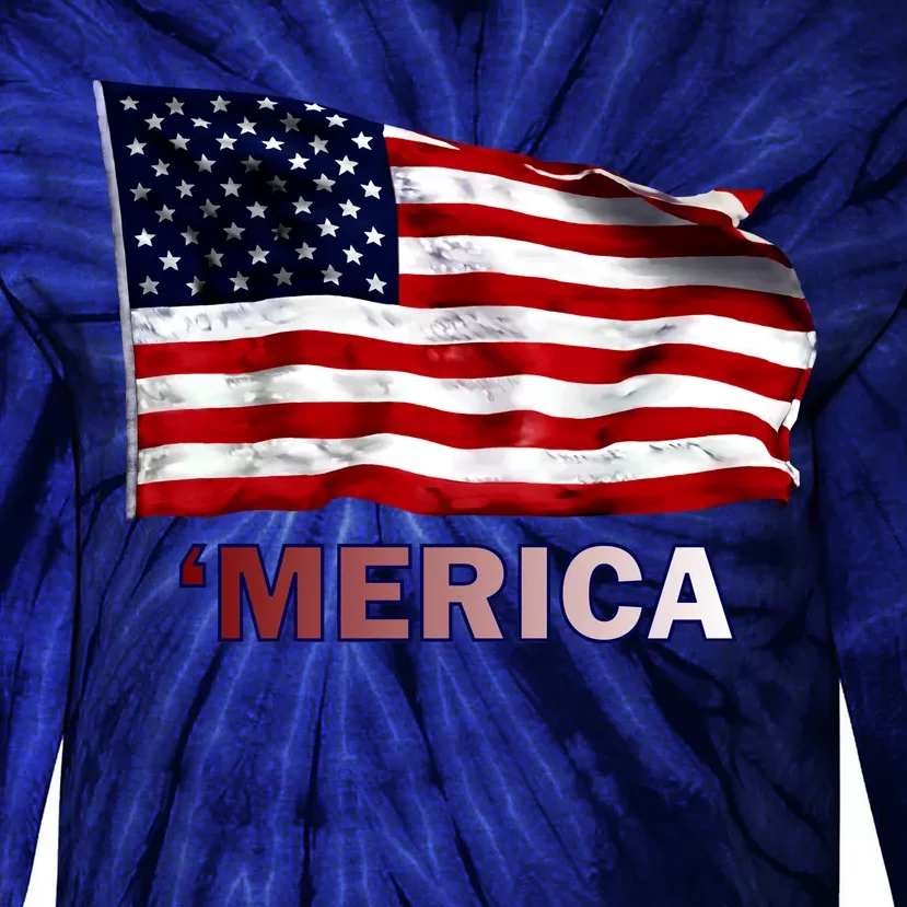 Merica Flag Wave Tie-Dye Long Sleeve Shirt