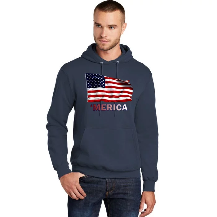 Merica Flag Wave Tall Hoodie