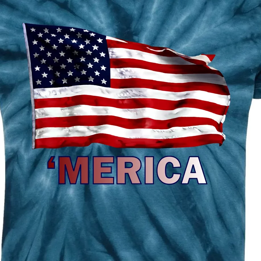 Merica Flag Wave Kids Tie-Dye T-Shirt