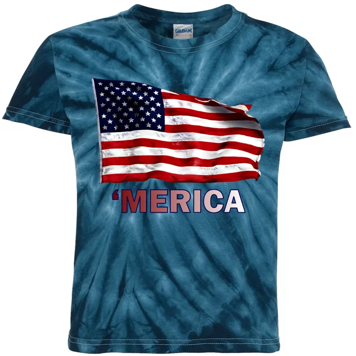 Merica Flag Wave Kids Tie-Dye T-Shirt