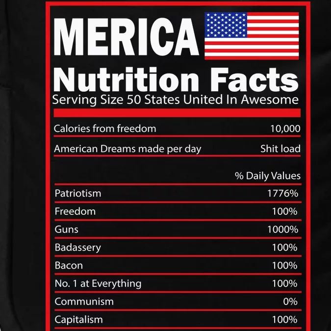 Merica Nutrition Facts Impact Tech Backpack