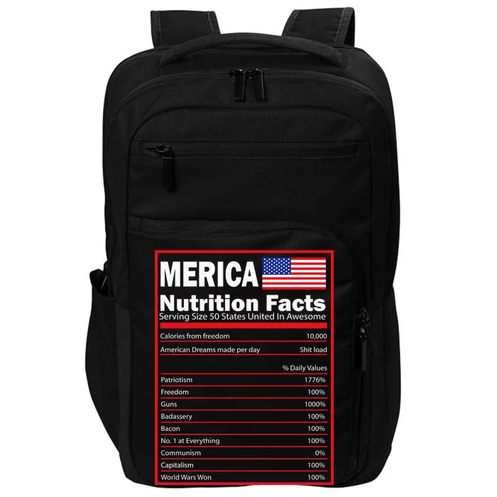 Merica Nutrition Facts Impact Tech Backpack