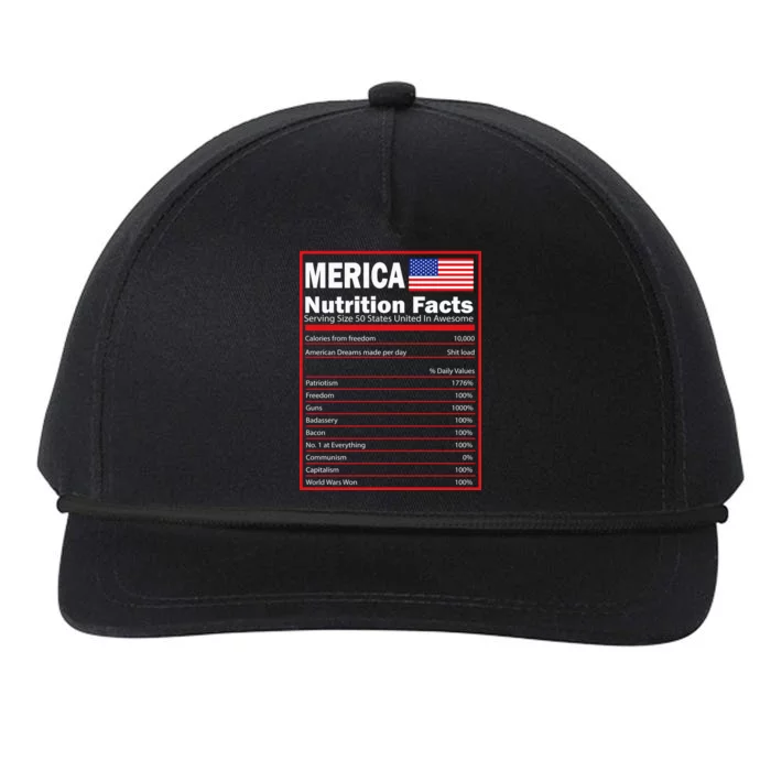 Merica Nutrition Facts Snapback Five-Panel Rope Hat