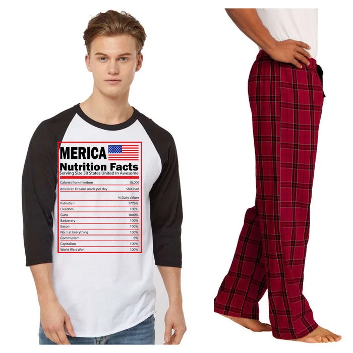 Merica Nutrition Facts Raglan Sleeve Pajama Set