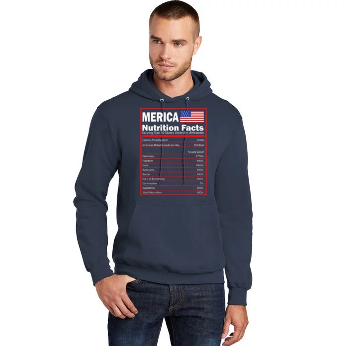 Merica Nutrition Facts Tall Hoodie