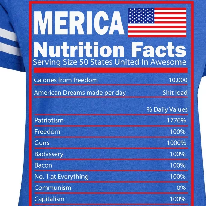 Merica Nutrition Facts Enza Ladies Jersey Football T-Shirt