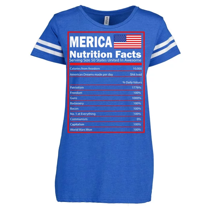 Merica Nutrition Facts Enza Ladies Jersey Football T-Shirt