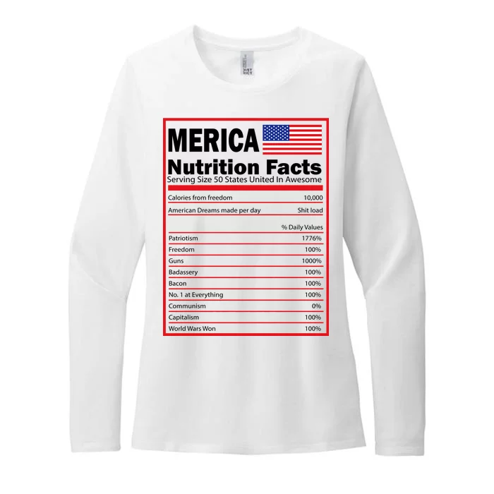 Merica Nutrition Facts Womens CVC Long Sleeve Shirt