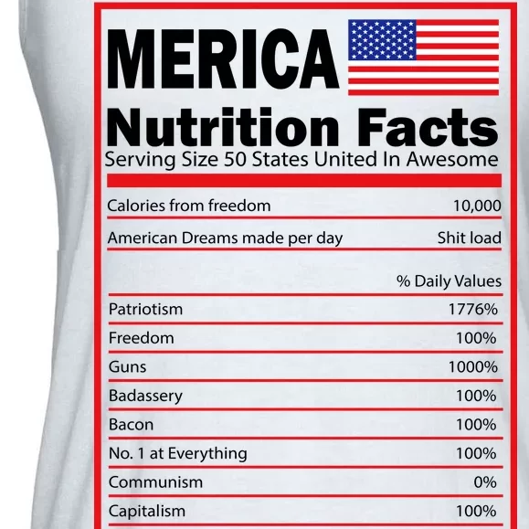 Merica Nutrition Facts Ladies Essential Flowy Tank