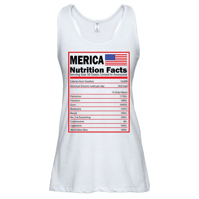 Merica Nutrition Facts Ladies Essential Flowy Tank