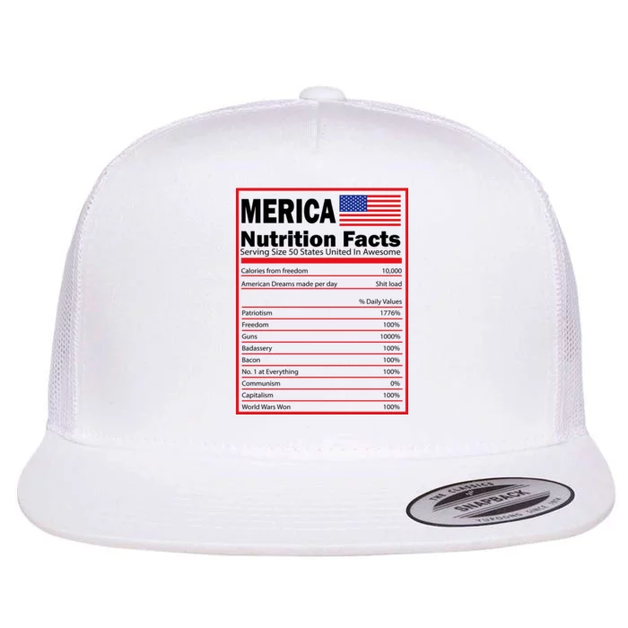 Merica Nutrition Facts Flat Bill Trucker Hat