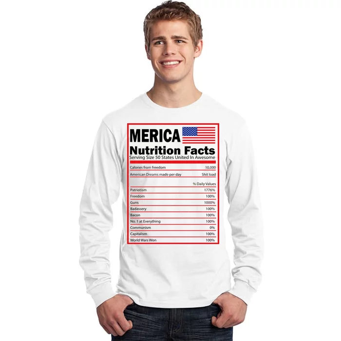 Merica Nutrition Facts Tall Long Sleeve T-Shirt