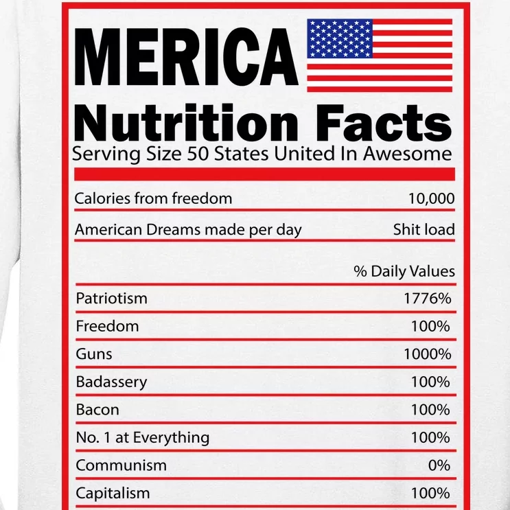 Merica Nutrition Facts Tall Long Sleeve T-Shirt