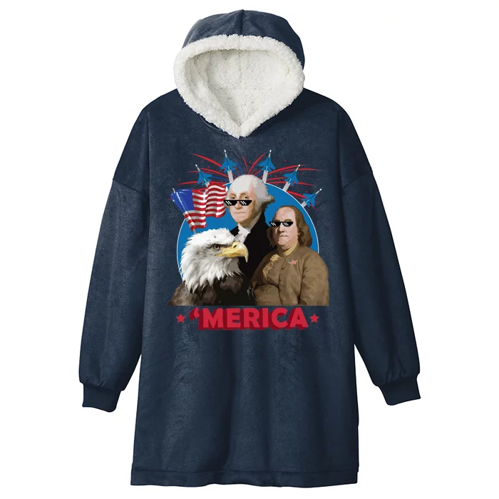 Merica Patriotic Party Hooded Wearable Blanket