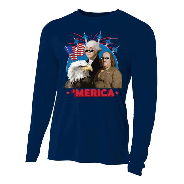 Merica Patriotic Party Cooling Performance Long Sleeve Crew