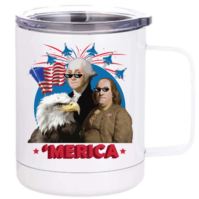 Merica Patriotic Party Front & Back 12oz Stainless Steel Tumbler Cup