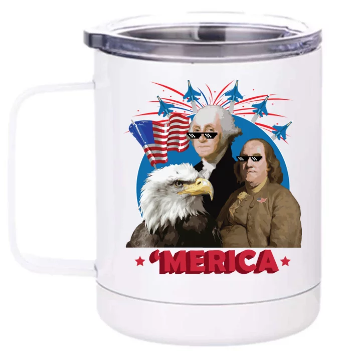 Merica Patriotic Party Front & Back 12oz Stainless Steel Tumbler Cup