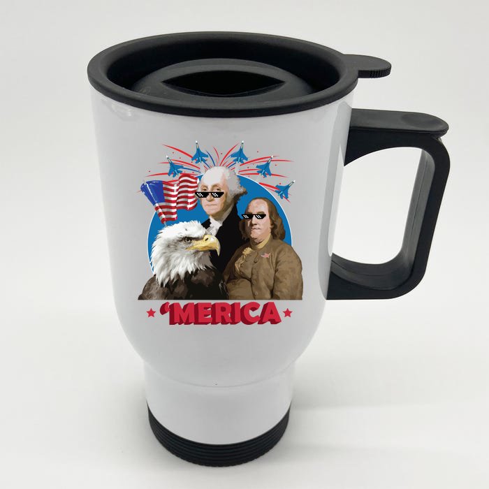 Merica Patriotic Party Front & Back Stainless Steel Travel Mug