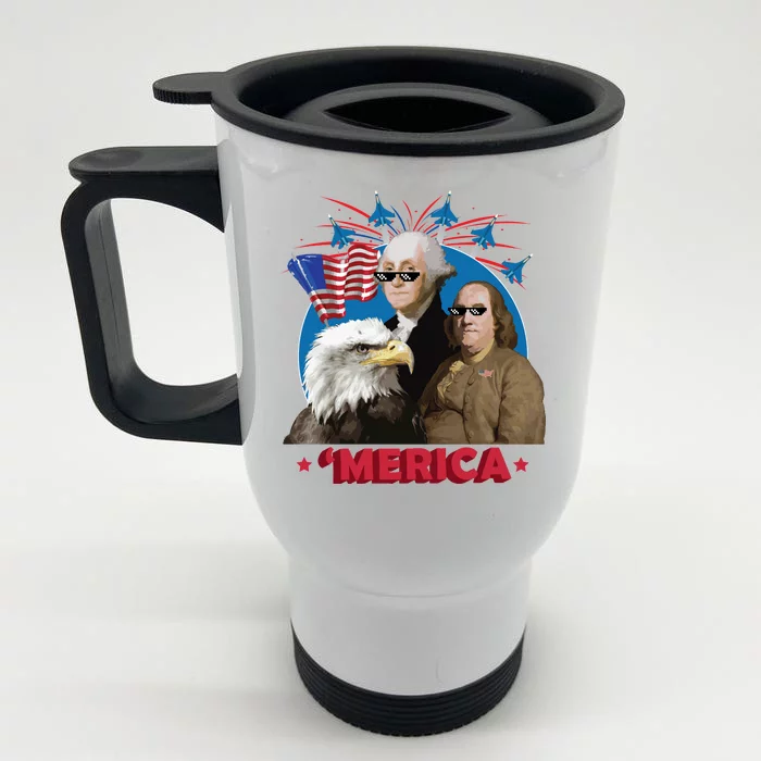 Merica Patriotic Party Front & Back Stainless Steel Travel Mug