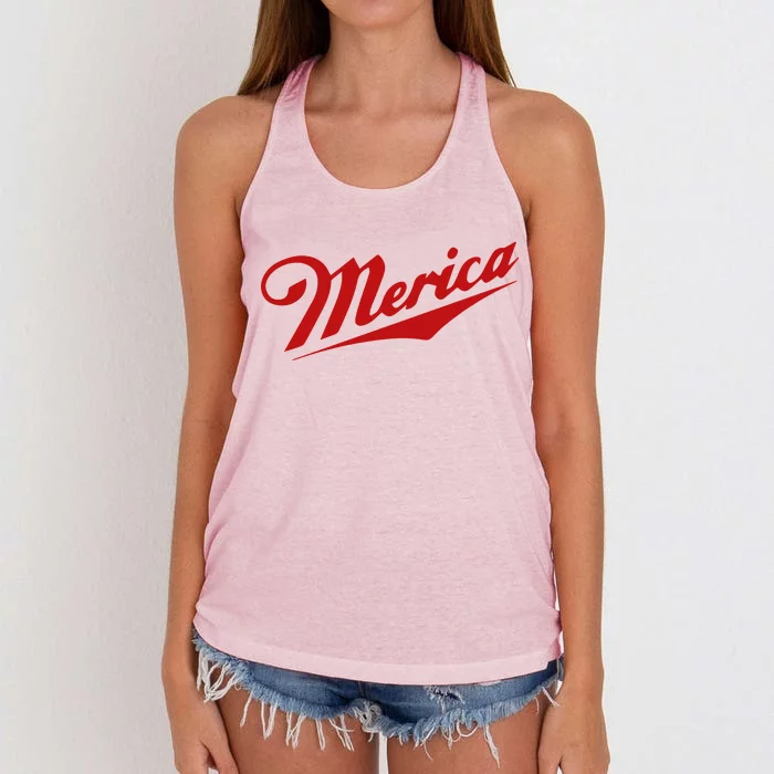 Merica Simple Logo Women's Knotted Racerback Tank