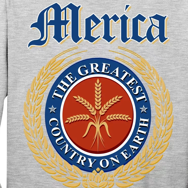 Merica The Greatest Country On Earth Beer Label Tall Long Sleeve T-Shirt