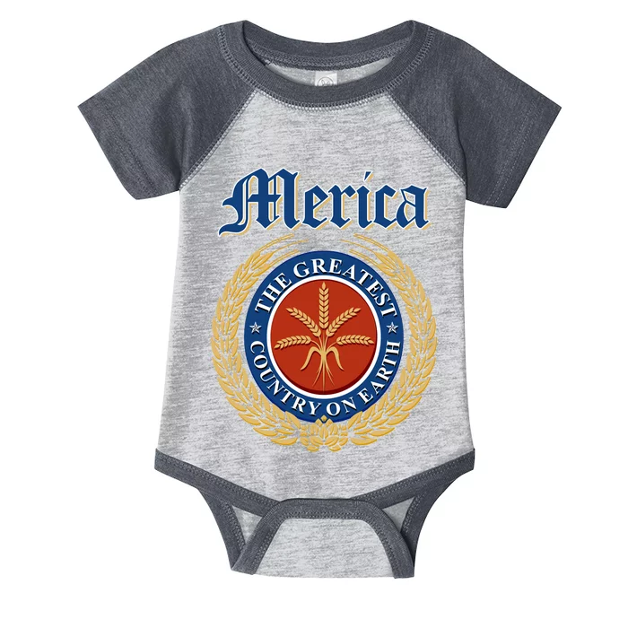 Merica The Greatest Country On Earth Beer Label Infant Baby Jersey Bodysuit