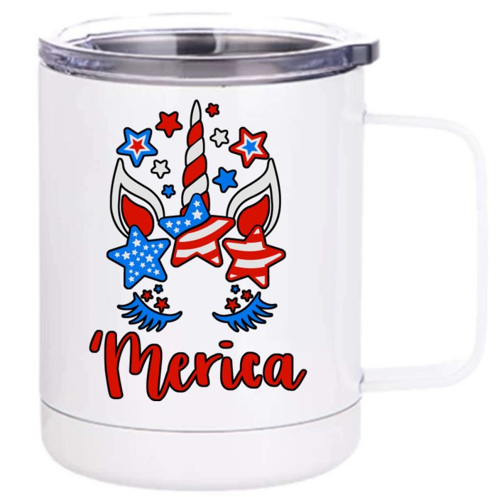 'Merica Unicorn Front & Back 12oz Stainless Steel Tumbler Cup