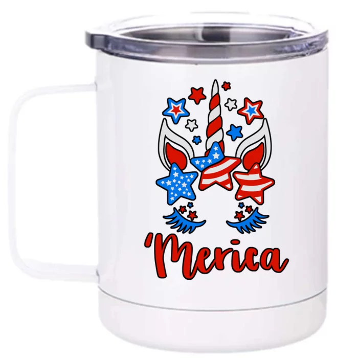 'Merica Unicorn Front & Back 12oz Stainless Steel Tumbler Cup