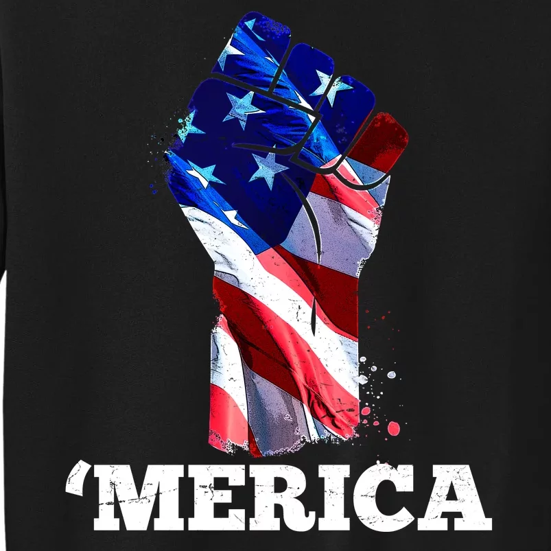 Merica USA American Flag Fist Tall Sweatshirt