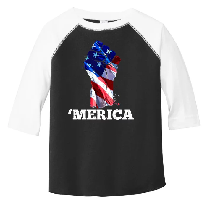 Merica USA American Flag Fist Toddler Fine Jersey T-Shirt