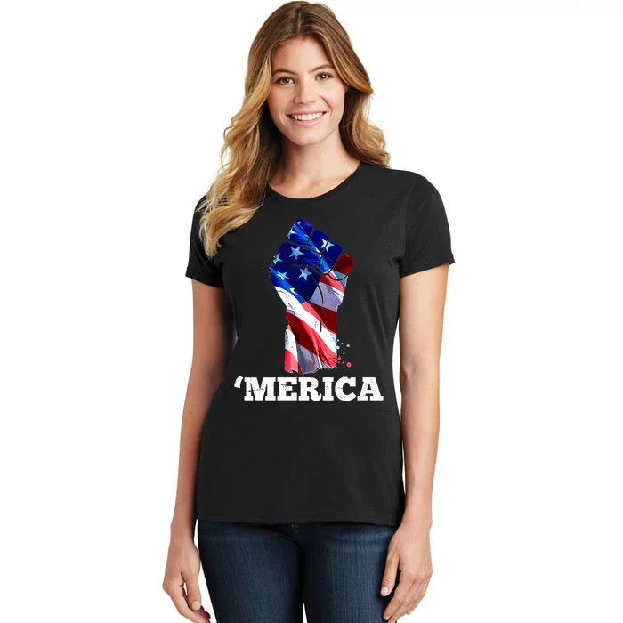 Merica USA American Flag Fist Women's T-Shirt