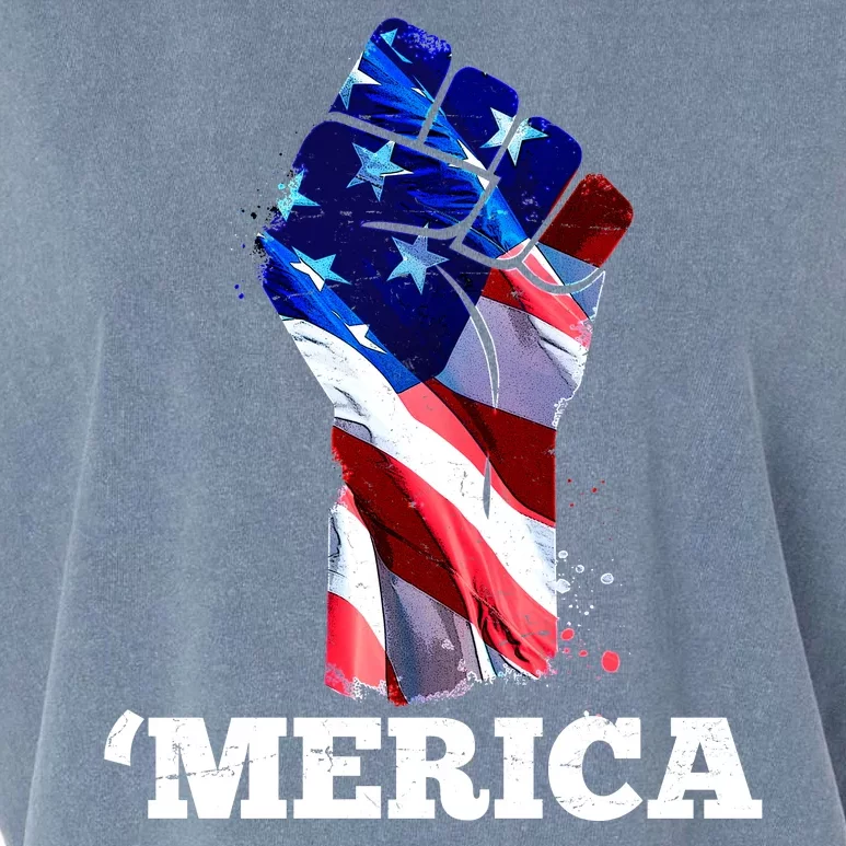 Merica USA American Flag Fist Garment-Dyed Women's Muscle Tee