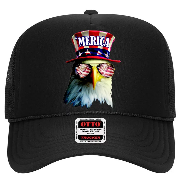 Merica USA Eagle High Crown Mesh Trucker Hat