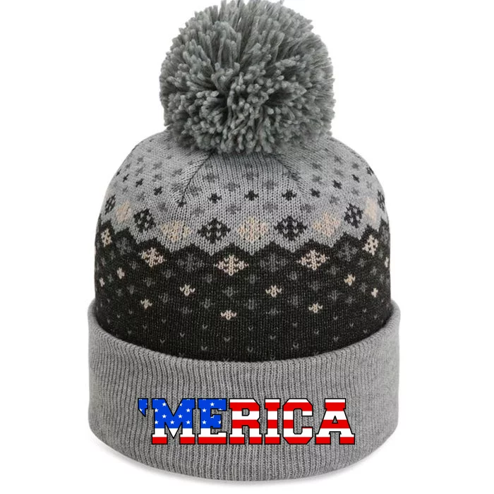 Merica USA Logo The Baniff Cuffed Pom Beanie