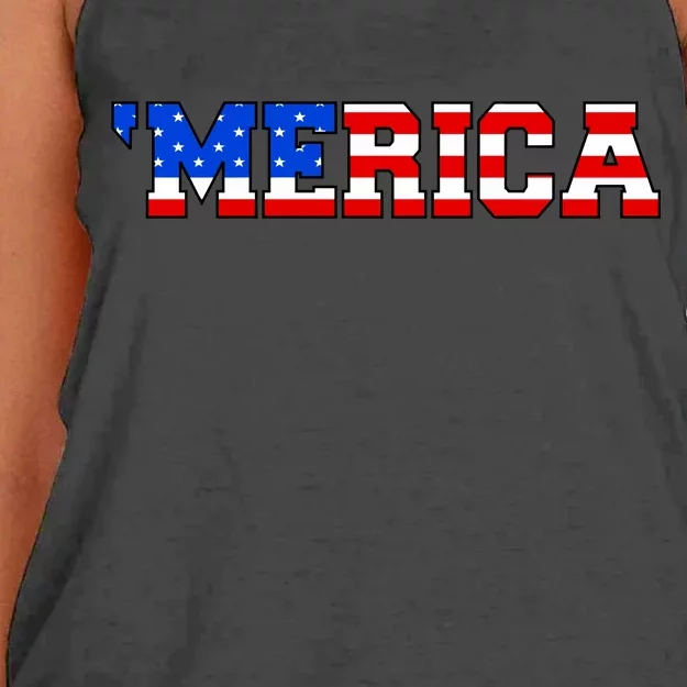 Merica USA Logo Women's Knotted Racerback Tank