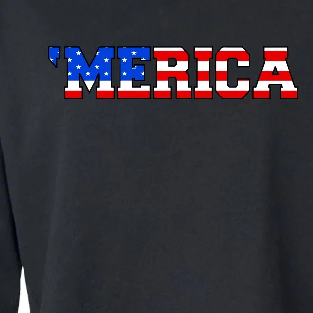 Merica USA Logo Cropped Pullover Crew