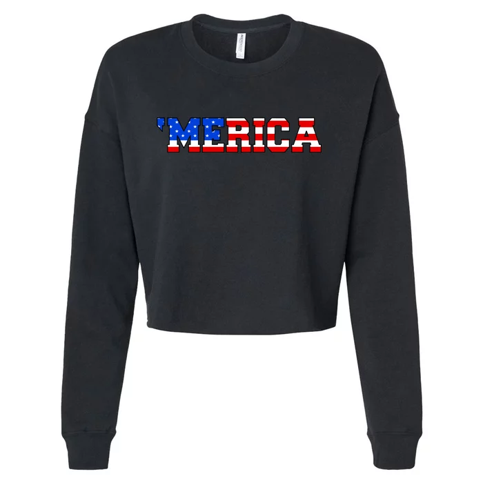 Merica USA Logo Cropped Pullover Crew