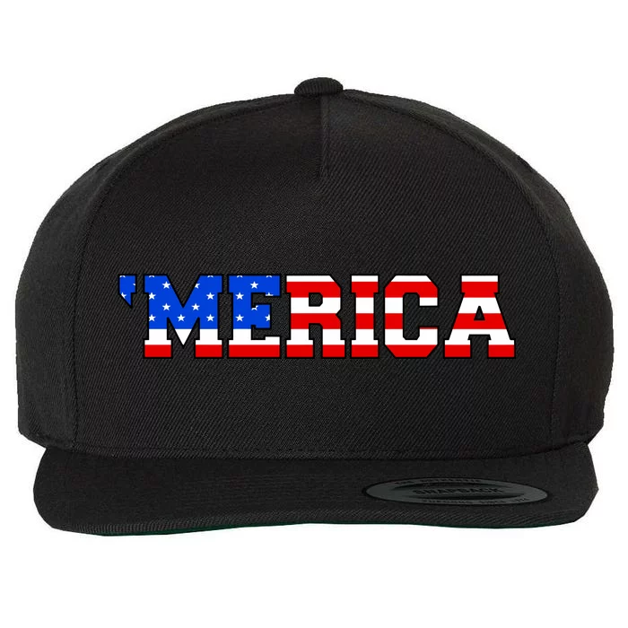 Merica USA Logo Wool Snapback Cap