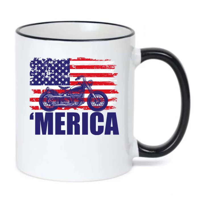 Merica USA Motorcycle Black Color Changing Mug